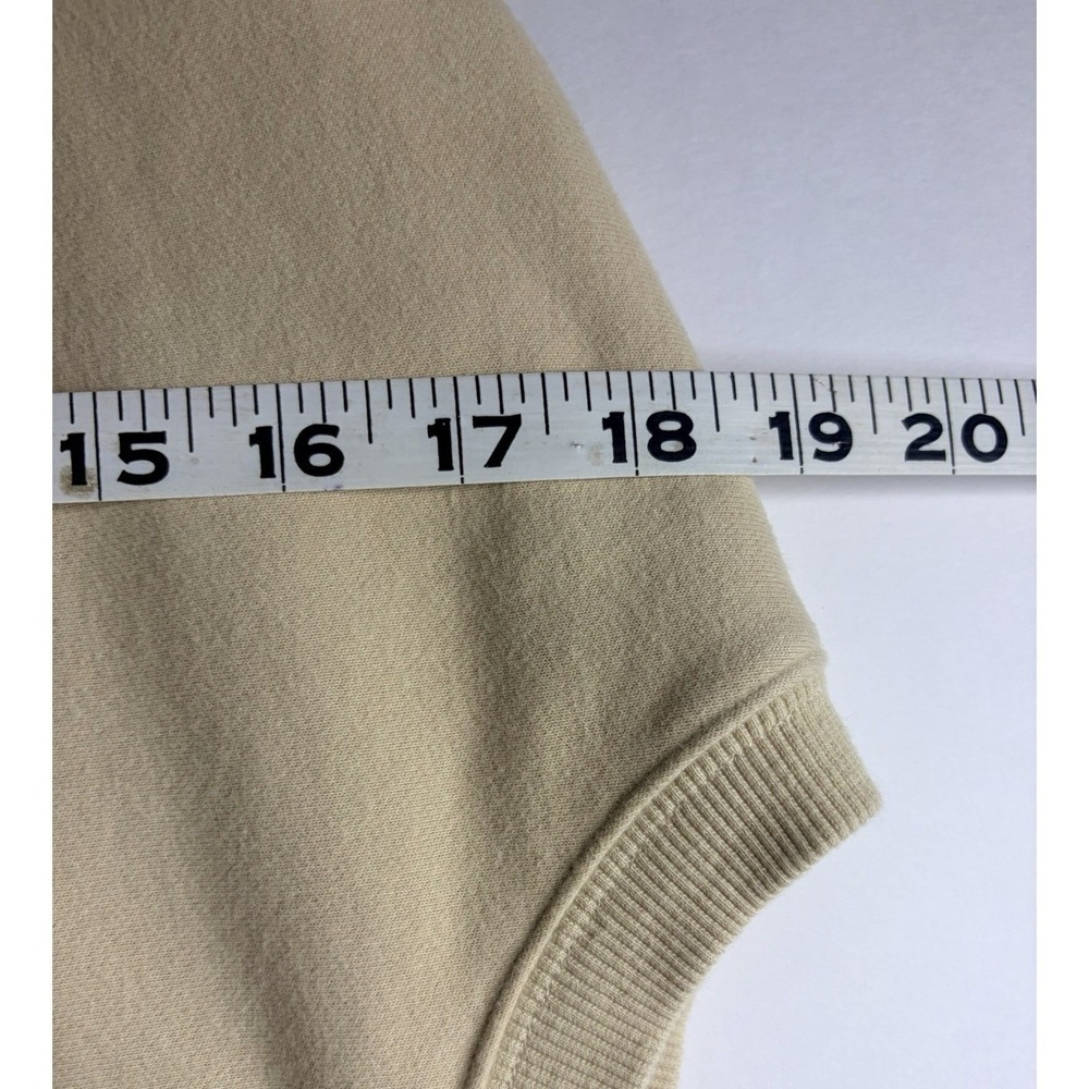 Popflex Women's Small Sweatshirt Belle Crewneck Pullover Beige Puff Sleeve Crop - Picture 7 of 7